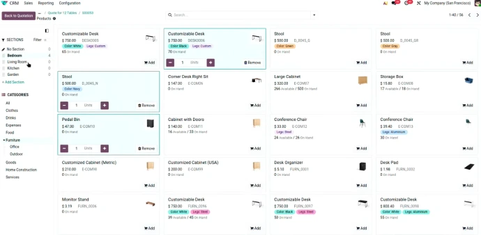 catalogue produit odoo 19