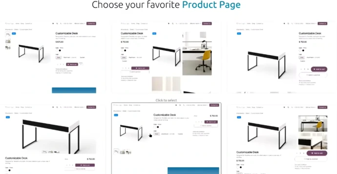 pages produits e-commerce odoo 19