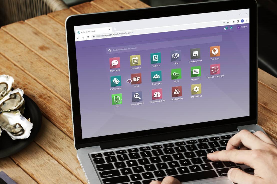 ecran d'ordinateur avec le logiciel Hubi, sur Odoo